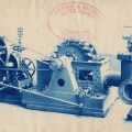 A Pelton type water wheel turbine with a Woodward compensating type governor